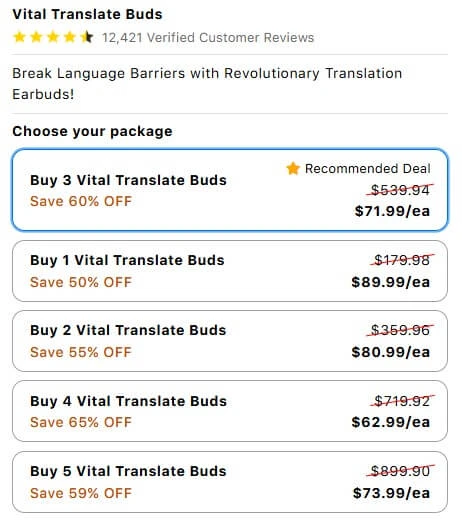 Vital Translate Buds sale